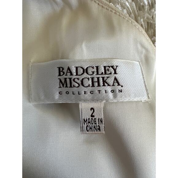 Badgley Mischka Y2K Vintage silk dress one shoulder paisley gown sz 2 cream gold - Picture 3 of 11